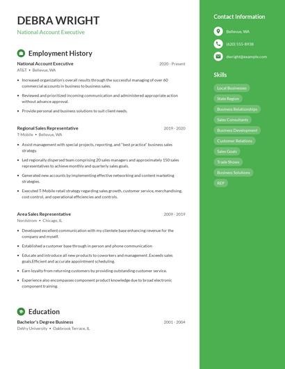 National Account Executive Resume