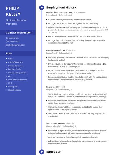 National Account Manager Resume