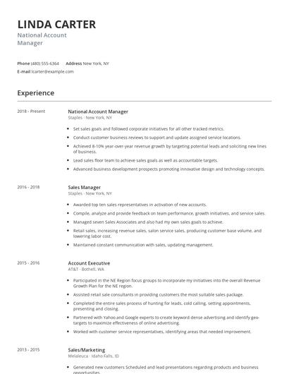 National Account Manager Resume