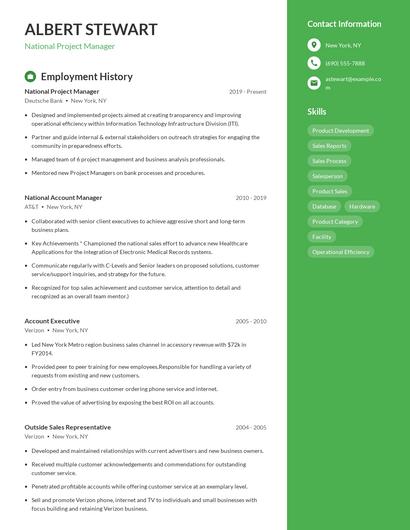 National Project Manager Resume