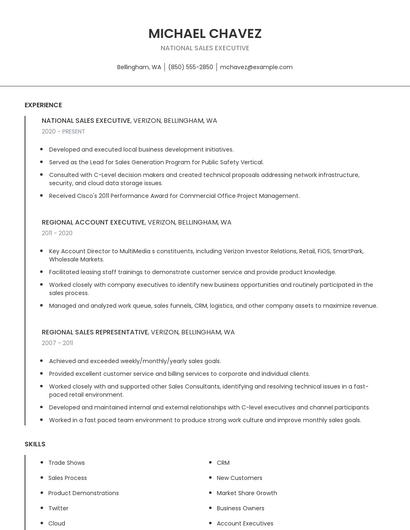 National Sales Executive Resume