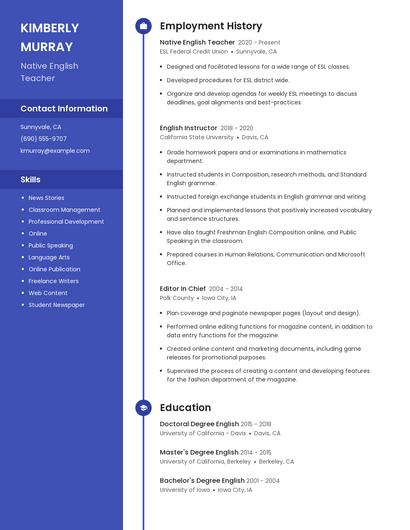 Native English Teacher Resume