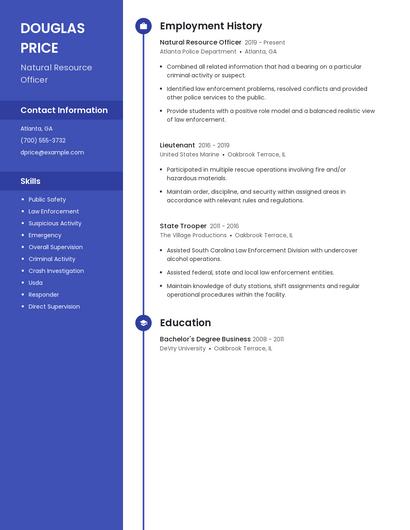 Natural Resource Officer Resume