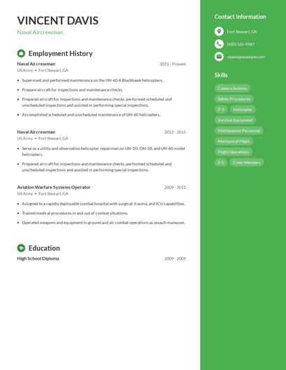 Naval Aircrewman Resume