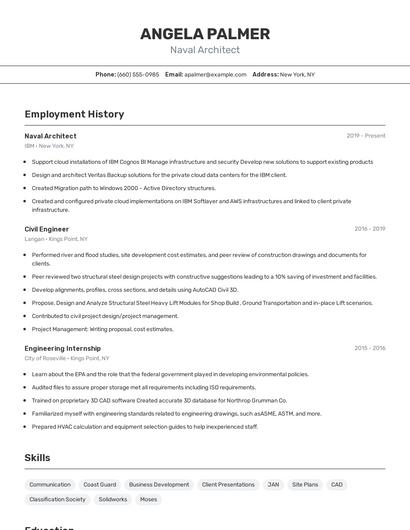 Naval Architect Resume