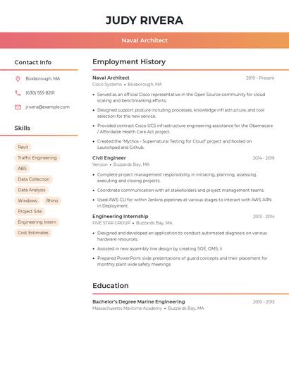 Naval Architect Resume