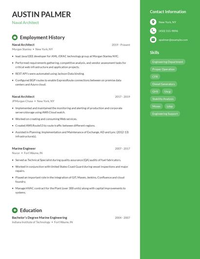 Naval Architect Resume