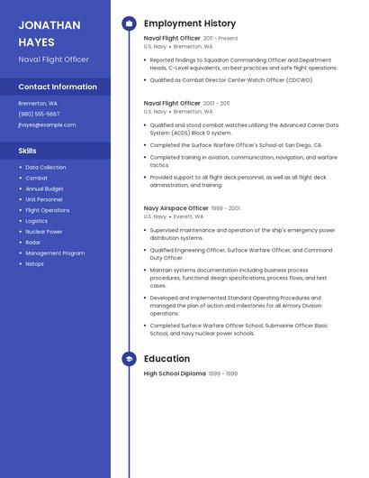 Naval Flight Officer Resume