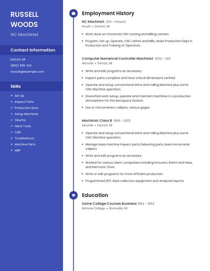 NC Machinist Resume
