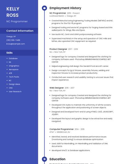 NC Programmer Resume