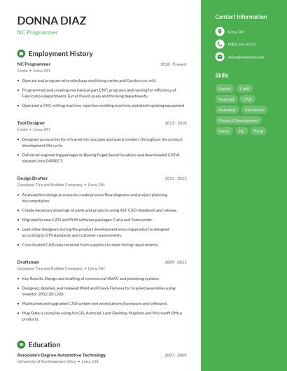 NC Programmer Resume