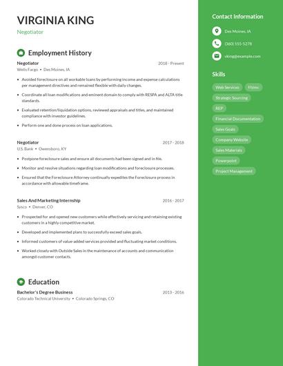 Negotiator Resume
