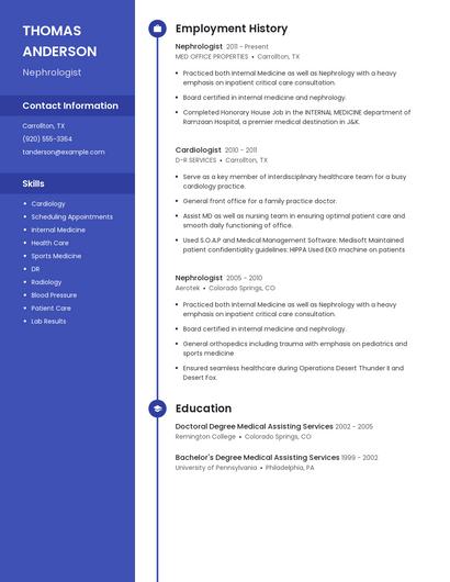Nephrologist Resume