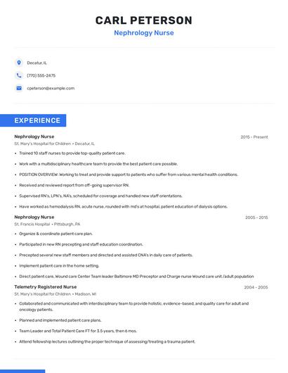Nephrology Nurse Resume