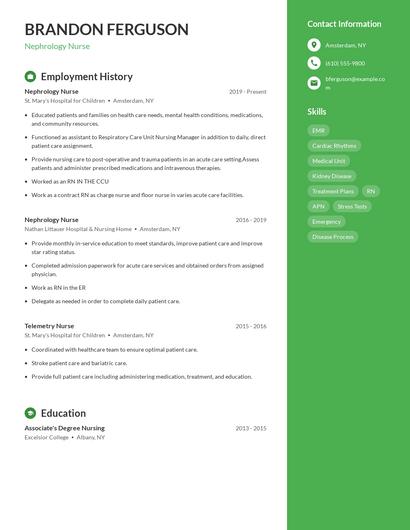 Nephrology Nurse Resume