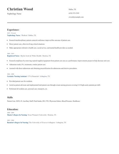 Nephrology Nurse Resume