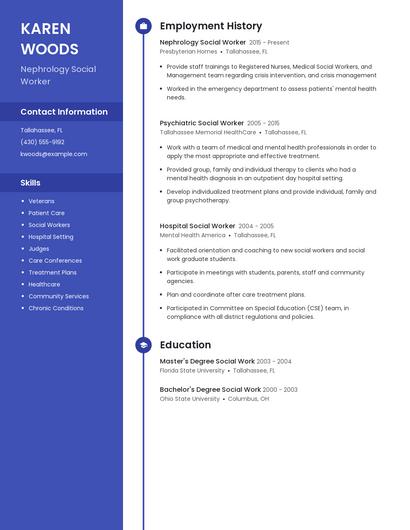 Nephrology Social Worker Resume