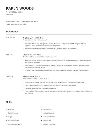 Nephrology Social Worker Resume