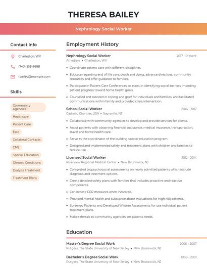 Nephrology Social Worker Resume