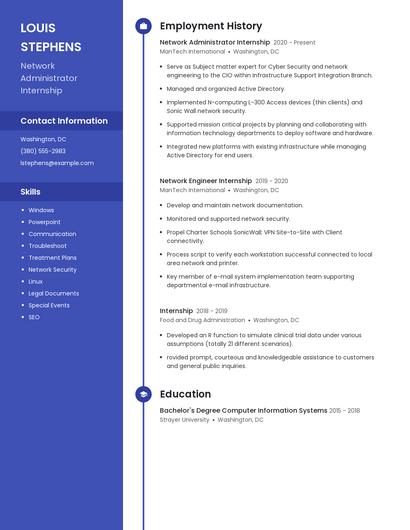 Network Administrator Internship Resume