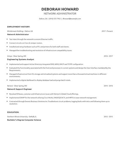Network Administrator Resume
