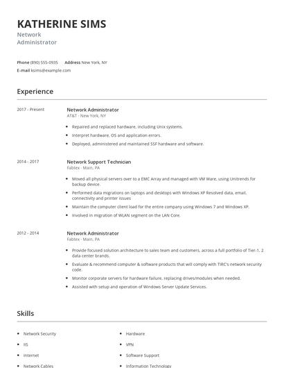 Network Administrator Resume