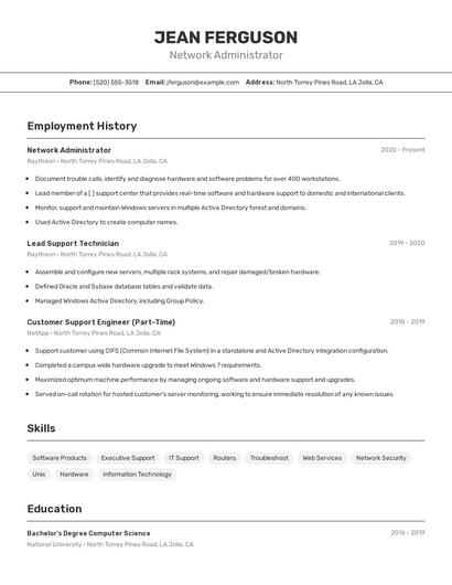 Network Administrator Resume