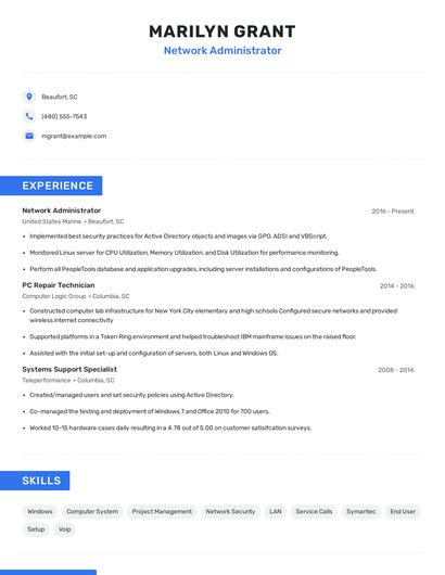 Network Administrator Resume