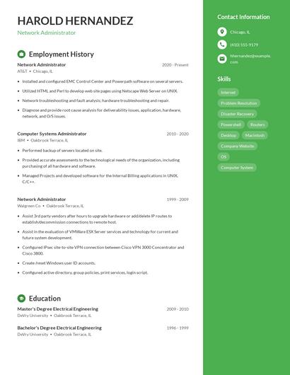 Network Administrator Resume