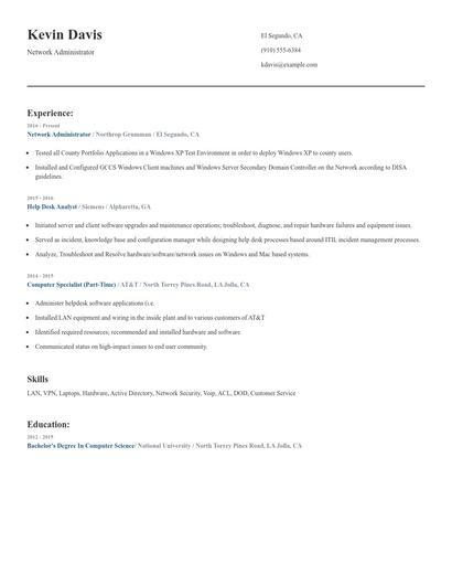 Network Administrator Resume