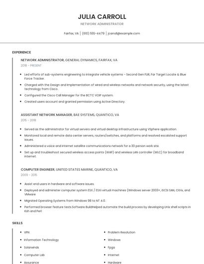 Network Administrator Resume