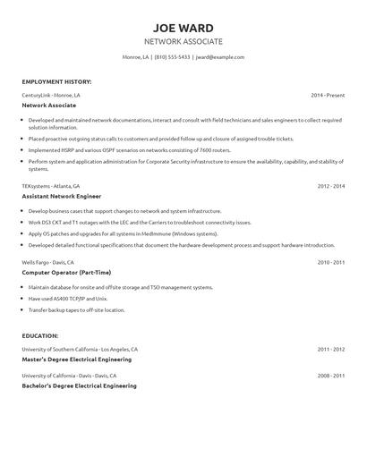 Network Associate Resume