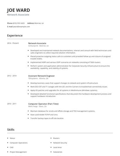 Network Associate Resume