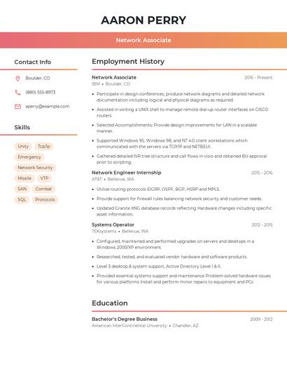 Network Associate Resume