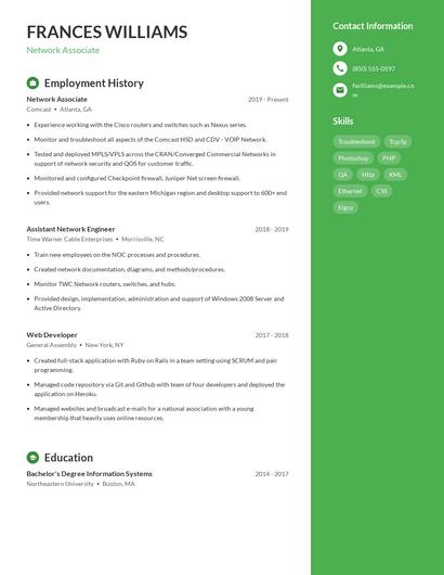 Network Associate Resume