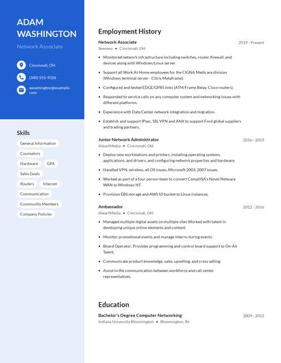 Network Associate Resume