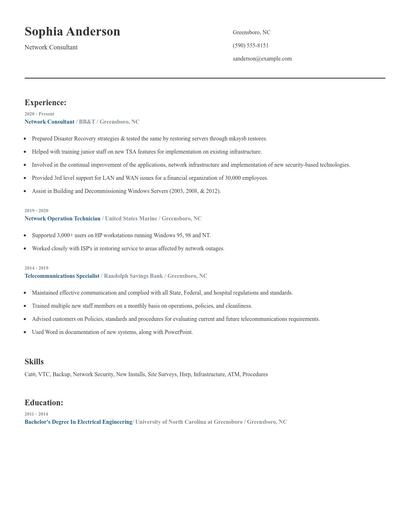 Network Consultant Resume