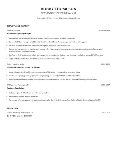 Network Engineer/Analyst Resume