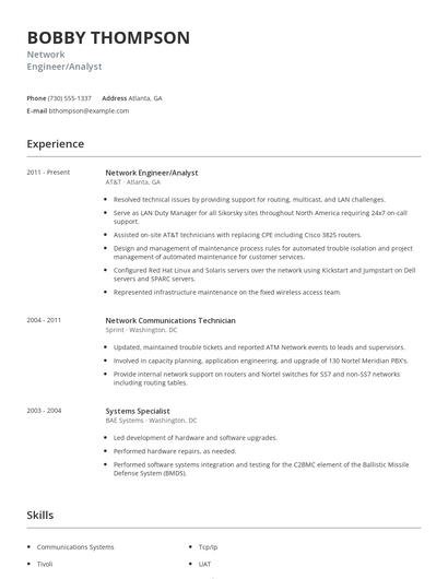 Network Engineer/Analyst Resume