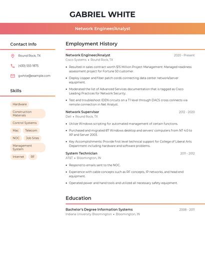 Network Engineer/Analyst Resume