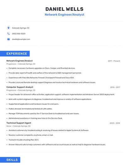 Network Engineer/Analyst Resume