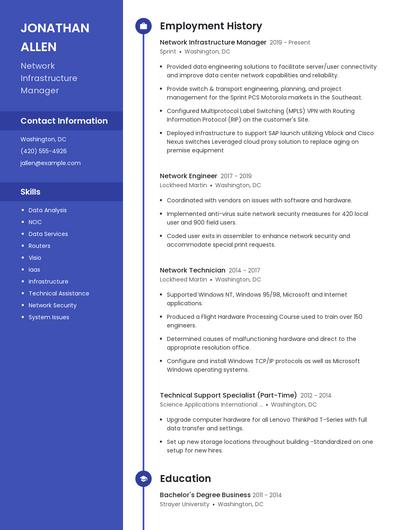 Network Infrastructure Manager Resume