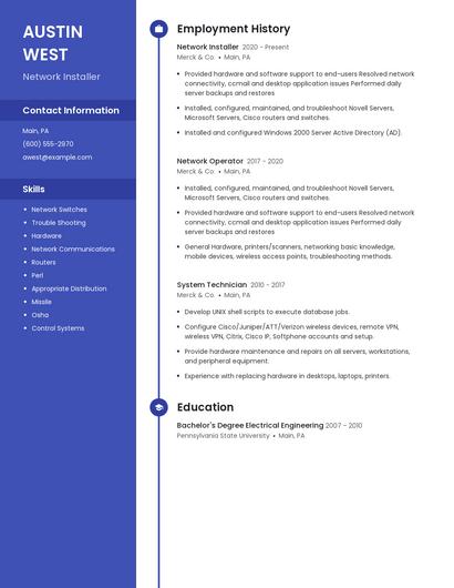 Network Installer Resume