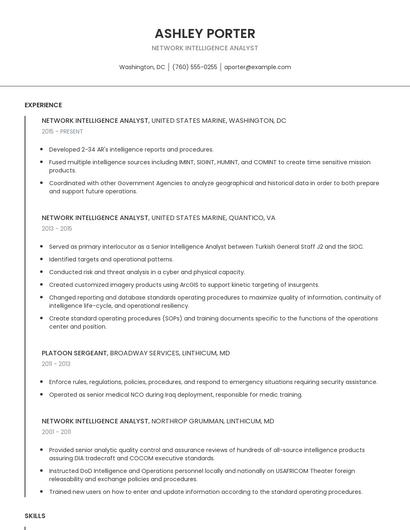 Network Intelligence Analyst Resume