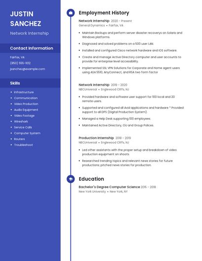 Network Internship Resume