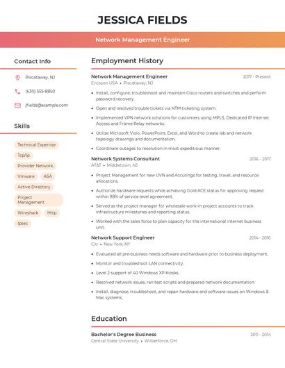 Network Management Engineer Resume
