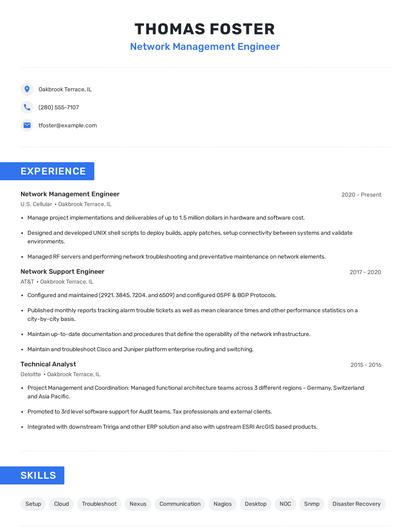Network Management Engineer Resume