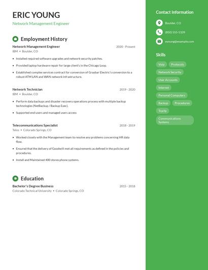 Network Management Engineer Resume