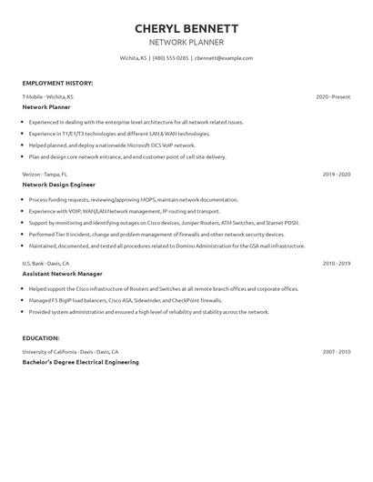 Network Planner Resume
