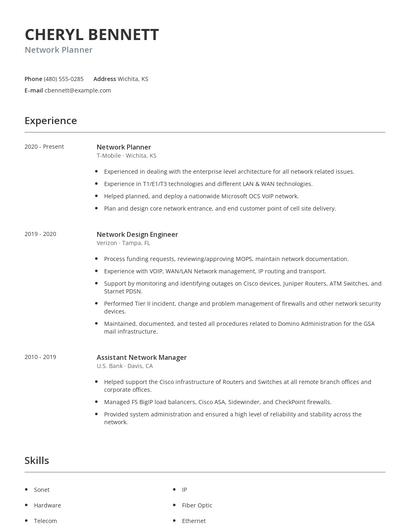 Network Planner Resume